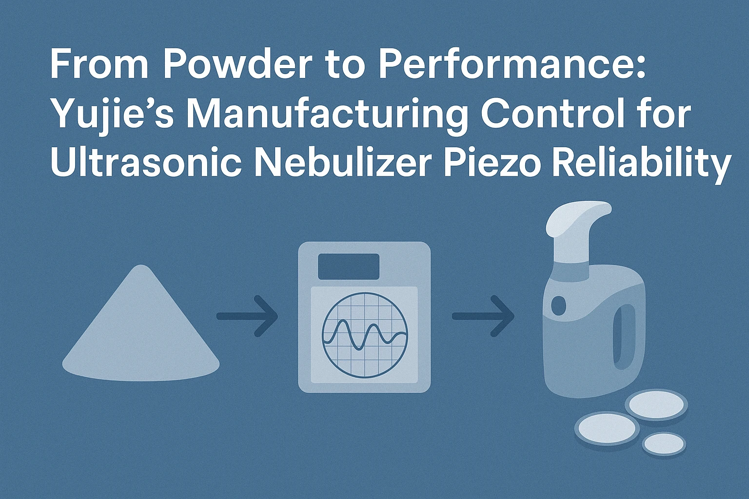 品質管理段階を示す粉末から性能までの超音波ネブライザー圧電製造プロセス | Yujie Technology